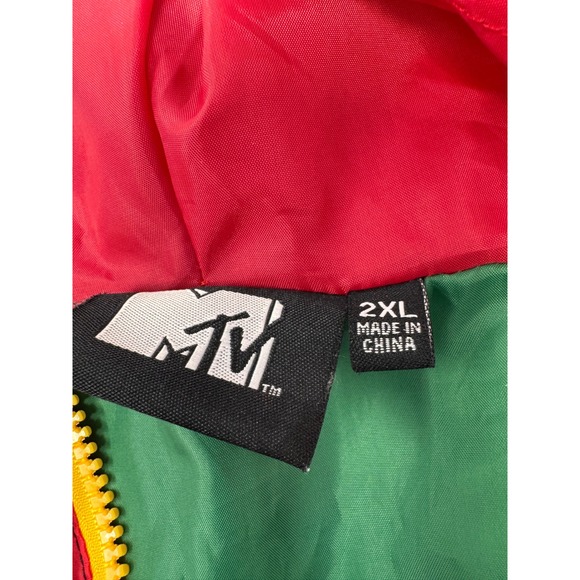 MTV Music Television Windbreaker Jacket  2XL Retro Colorblock Hooded Full Zip - Picture 4 of 4